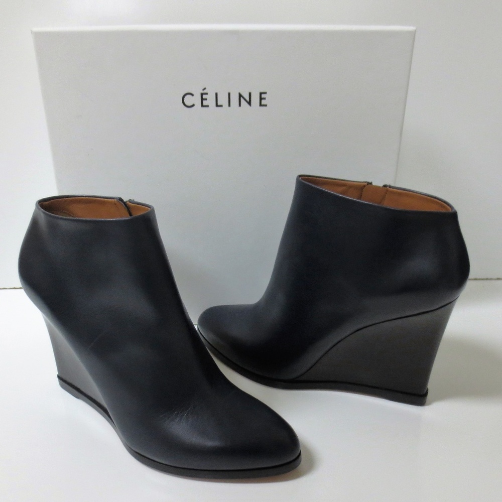 CELINE Navy Black Ankle Boots NEW 38.5 $1100